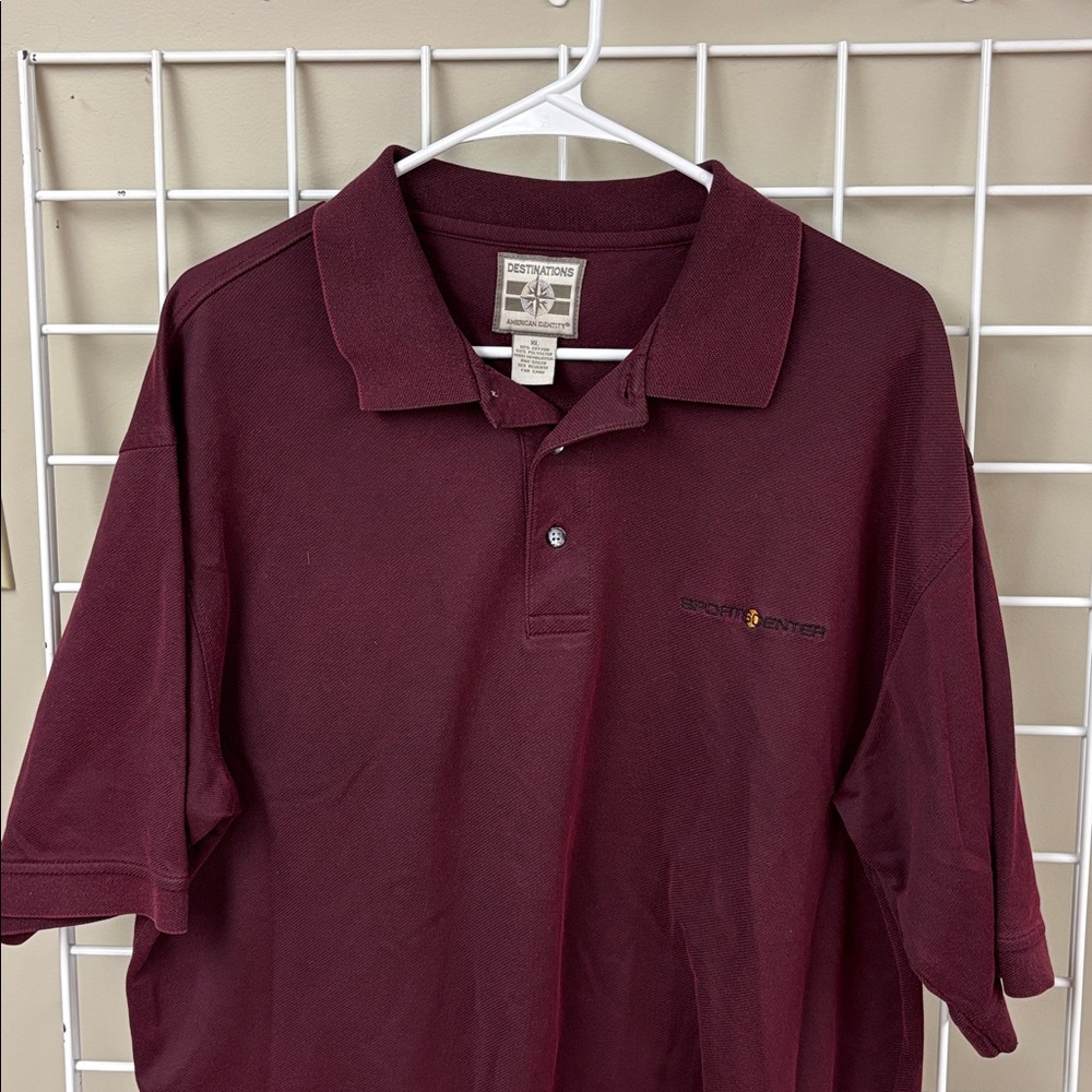 ESPN Sportscenter Burgundy polo shirt size XL. Short sleeve. 60/40 cott/poly.
